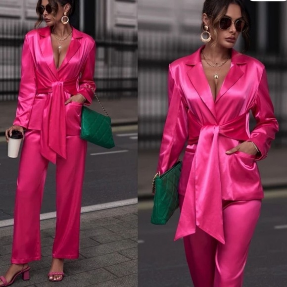 Zara TIED SATIN EFFECT BLAZER bloggers favorite - Picture 2 of 16